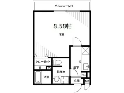 アムールⅡ エスト(1K/2階)の間取り写真