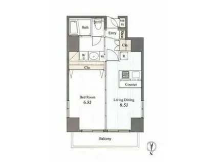 パス中目黒ウノ(1LDK/5階)の間取り写真