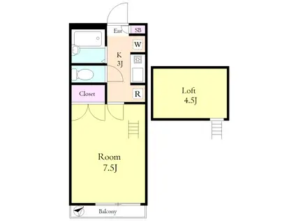 ルーチェブレス赤塚(1K/1階)の間取り写真