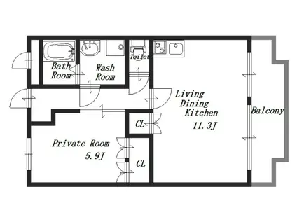 パラシオヴィノティント(1LDK/1階)の間取り写真