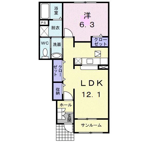 フローレンス(1LDK/1階)の間取り写真