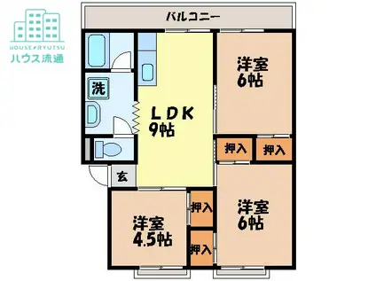 昭和グリーンハイツ(3LDK/1階)の間取り写真
