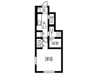 コンフォートグレイス A(1K/1階)の間取り写真