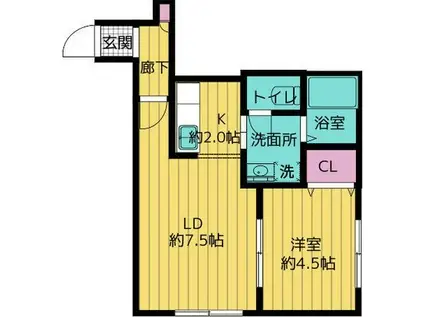 アグレアーブル南6条(1LDK/3階)の間取り写真