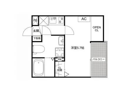 MQUARTO草加II(1K/2階)の間取り写真