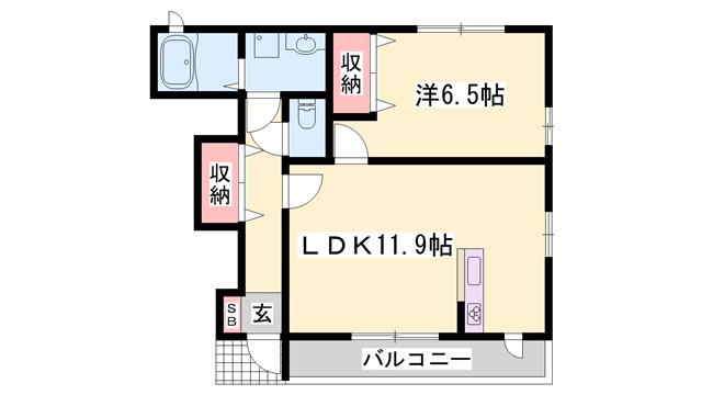 エルカーサ・桜木A棟(1LDK/1階)の間取り写真