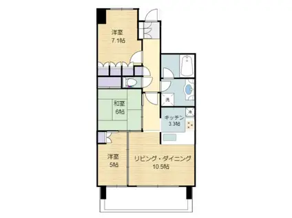 プレミアムプレイス草加松原(3LDK/4階)の間取り写真