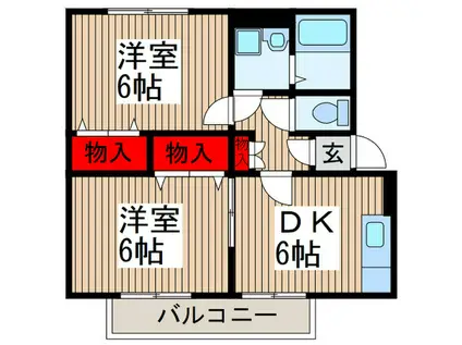 コンフォート大宮 B(2DK/2階)の間取り写真