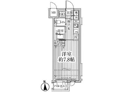 HF東中野レジデンス(1K/2階)の間取り写真