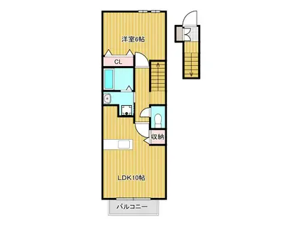 ヴィラ コバト(1LDK/2階)の間取り写真