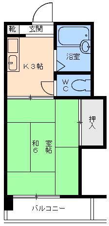 イシダマンション(1K/3階)の間取り写真