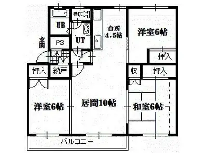テレパレス旭川春光I(3LDK/3階)の間取り写真