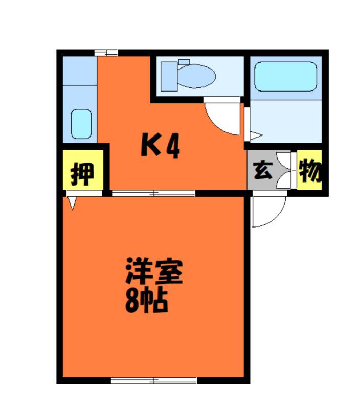 シャンポール八王寺 B(1K/1階)の間取り写真