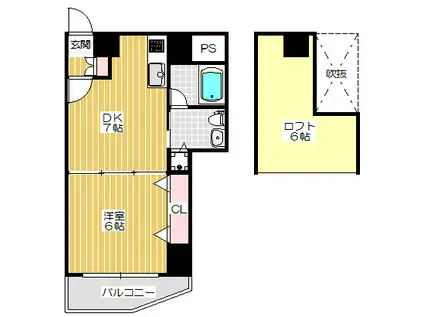 T`S SQUARE天神橋(1DK/4階)の間取り写真