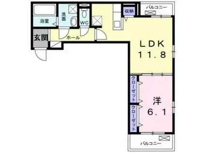 ロンガ ヴィータ和泉II(1LDK/3階)の間取り写真