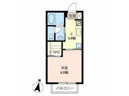 カーサベルデIII(1K/2階)の間取り写真