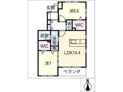 THE AMOUR(2LDK/1階)の間取り写真