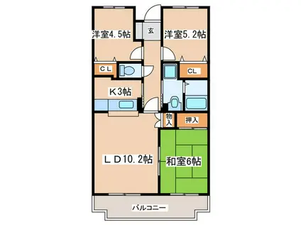 ユアーズホーム舞岡(3LDK/2階)の間取り写真
