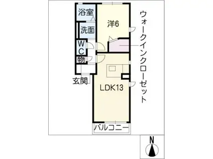 ラプラス植田(1LDK/1階)の間取り写真
