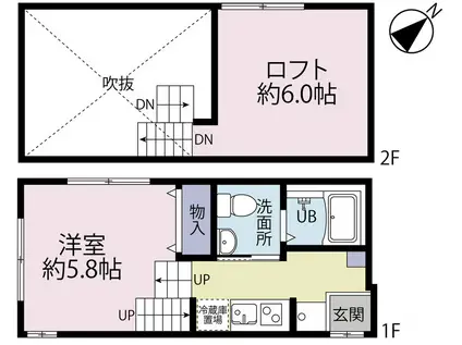 CHALET新検見川(2K/1階)の間取り写真