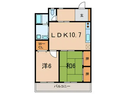 エクセラージュ(2LDK/3階)の間取り写真