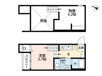 イマーク吉塚(ワンルーム/2階)の間取り写真