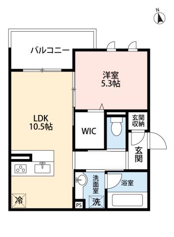 D-ROOM中筋 II棟(1LDK/3階)の間取り写真
