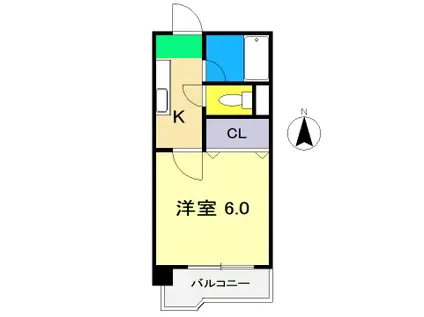 エレガンスコーポクスノセ(1K/5階)の間取り写真