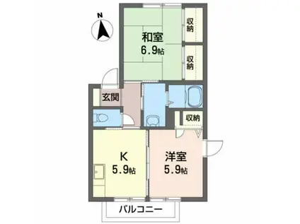 メゾン・ド・ファミーユD(2K/2階)の間取り写真