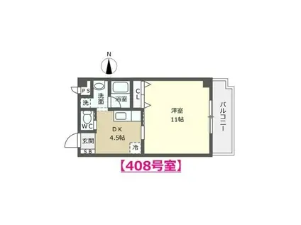 DISCOVERY30(1DK/4階)の間取り写真