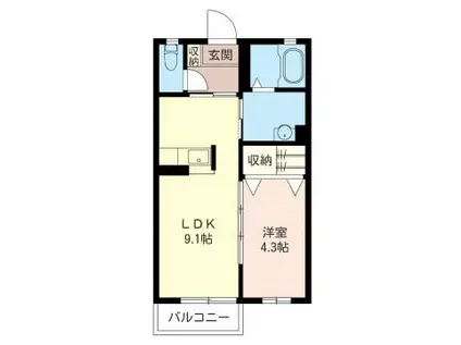 サンポートII(1LDK/2階)の間取り写真