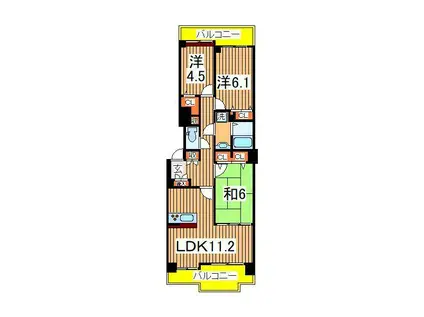 流山ニューシティ・ステージ弐壱パークサイドコート(3LDK/1階)の間取り写真