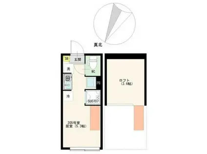 カルーセルエルドラド(ワンルーム/2階)の間取り写真