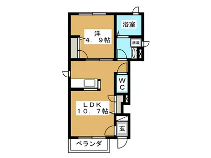プロヌーブ子安(1LDK/1階)の間取り写真