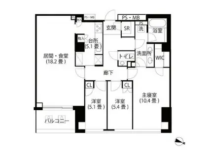 センチュリーフォレストB棟(3SLDK/7階)の間取り写真