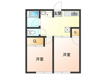 EUREKA(2DK/1階)の間取り写真