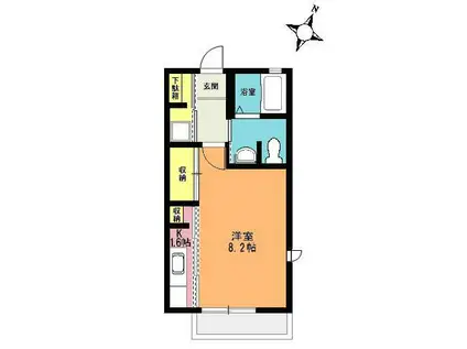 フォレスタ・デュエ(1K/2階)の間取り写真