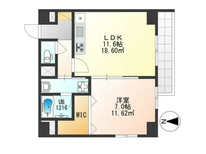 ティーズ ファーツリー(1LDK/2階)の間取り写真