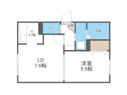 グランパーク麻生(1LDK/2階)の間取り写真