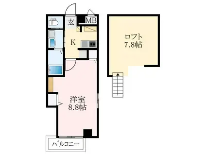 エヌエムスワサントセットイースト(1K/4階)の間取り写真