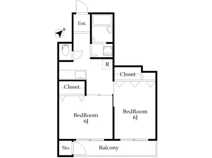 豊玉ハイツ(2K/1階)の間取り写真