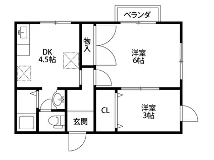 アンジュ(2DK/1階)の間取り写真