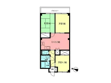 パ-クヒル東百合丘(3DK/2階)の間取り写真