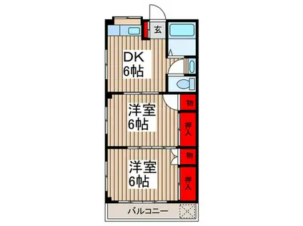 コーポ五月(2DK/3階)の間取り写真