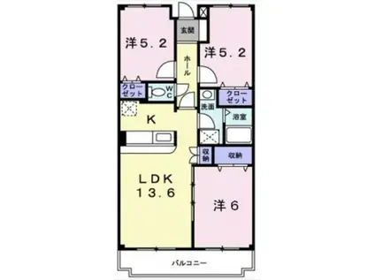 クレセント・リヴ(3LDK/2階)の間取り写真