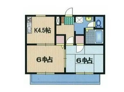 ウエストコート(2DK/1階)の間取り写真