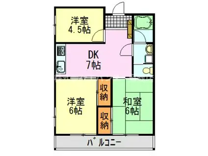 日栄ビル(3DK/6階)の間取り写真