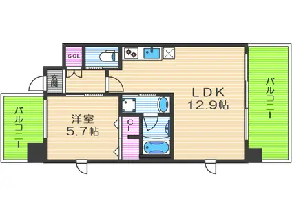 DIMUS福島(1LDK/11階)の間取り写真