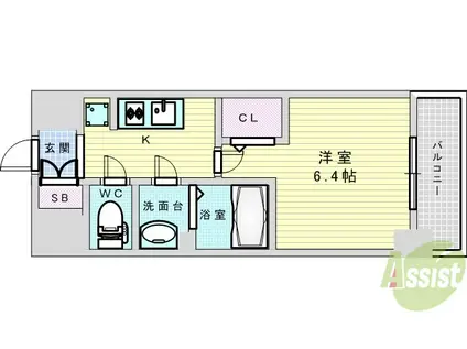 プレサンス淡路駅前(1K/1階)の間取り写真