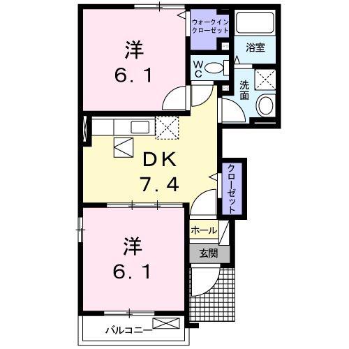 FLAME GARDEN A(2DK/1階)の間取り写真